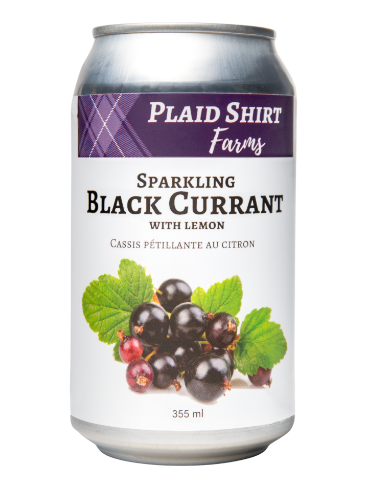 Plaid Shirt Farms Black Currant with Lemon – Sparkling Beverage –4 x 355 ml