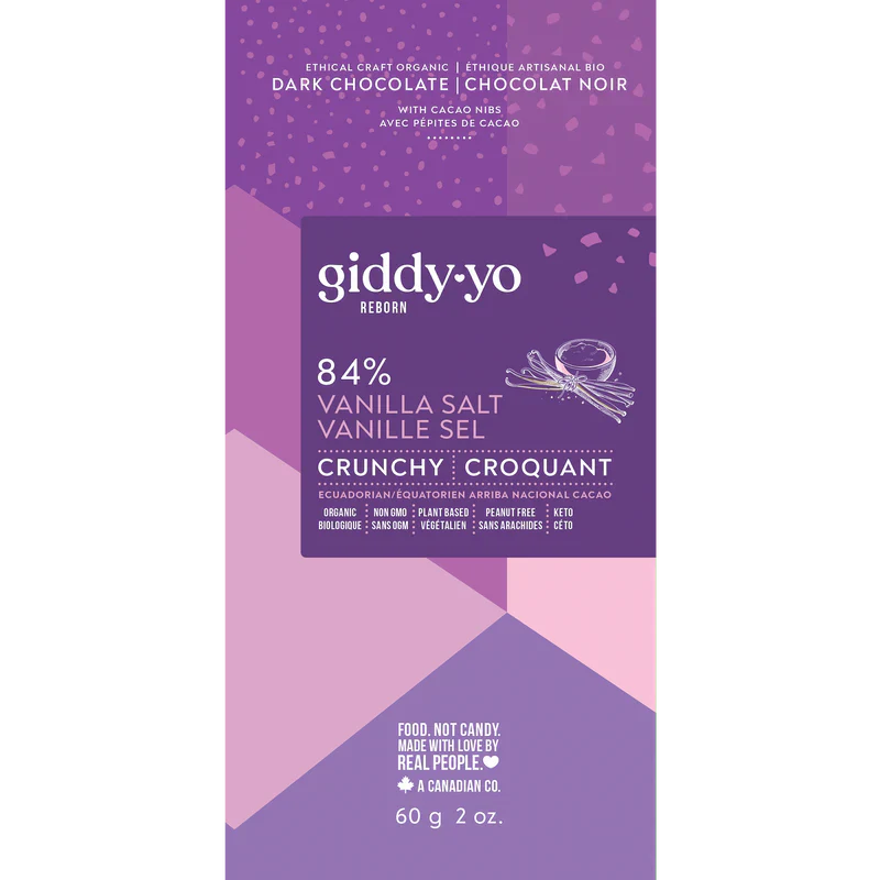 Vanilla Salt Crunchy 84% Dark Chocolate Bar