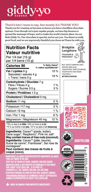 Raspberry 76% Dark Chocolate Bar
