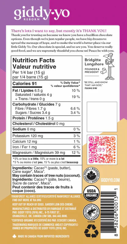 Maca 76% Dark Chocolate Bar