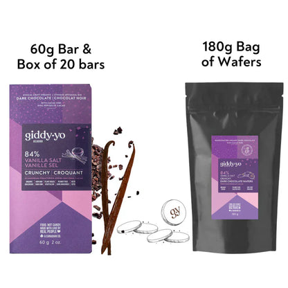 Vanilla Salt Crunchy 84% Dark Chocolate Bar